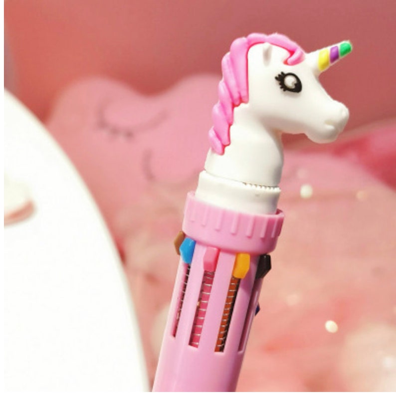Unicorn Ballpoint Pen Multifunction  10 Colors Pen  Colorful Pink