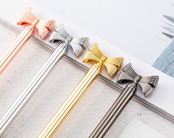 Cute Bow Ballpoint Pen || Metal Ball Pen Fashion | School Office Supplies