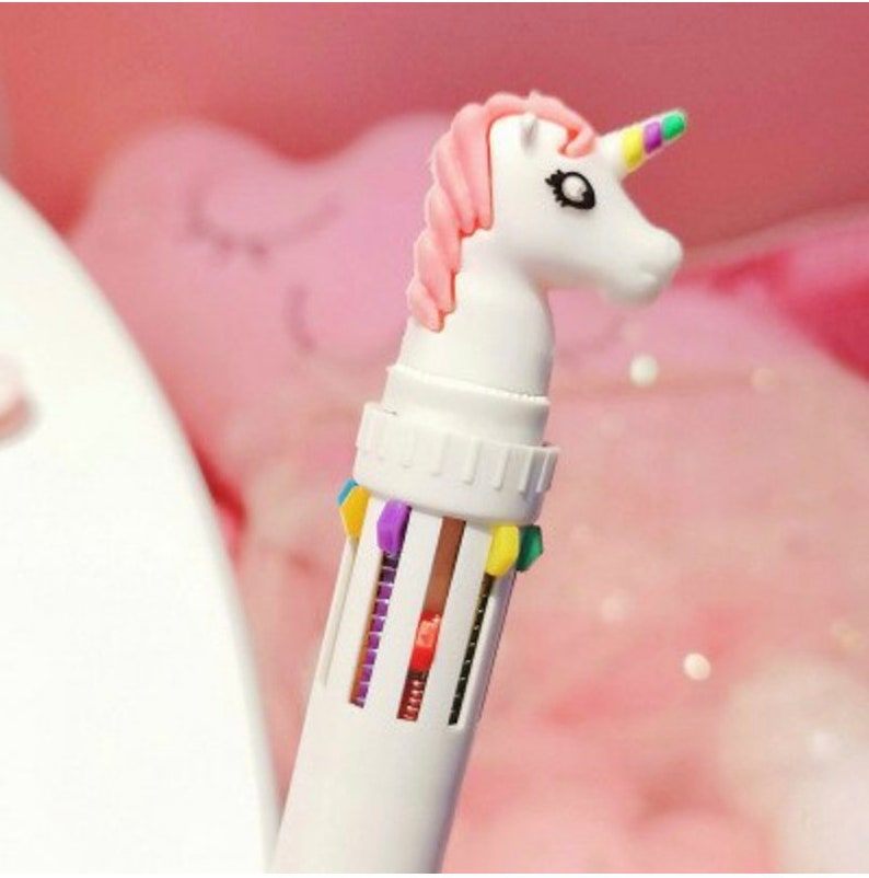 Unicorn Ballpoint Pen Multifunction  10 Colors Pen  Colorful White