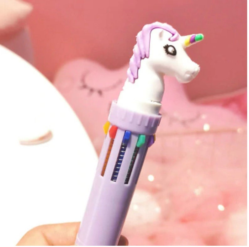 Unicorn Ballpoint Pen Multifunction  10 Colors Pen  Colorful Purple