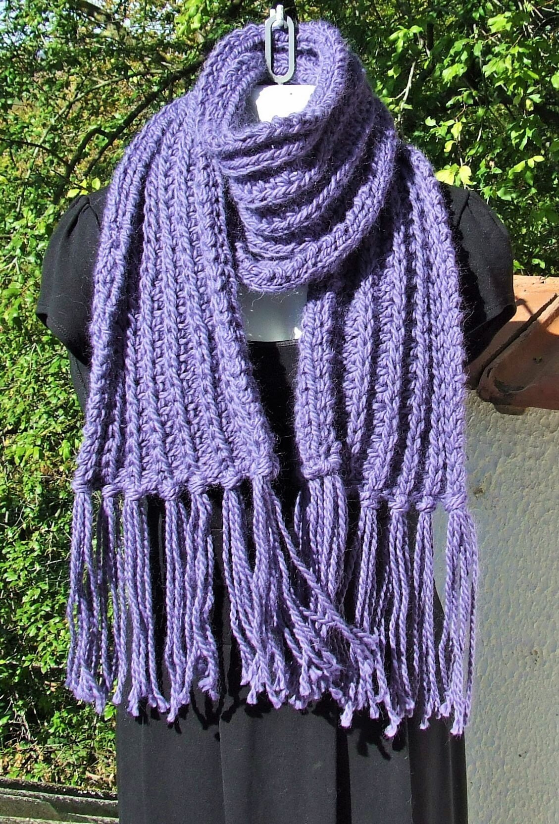 Hand knitted chunky wool alpaca mix scarf Cosy ribbed style Etsy