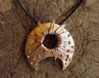 Vegetal necklace golden bronze pendant