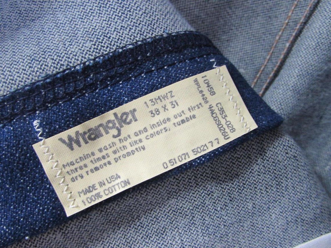 VINTAGE WRANGLER 13MWZ 70 80's W38L31 New labels made Etsy