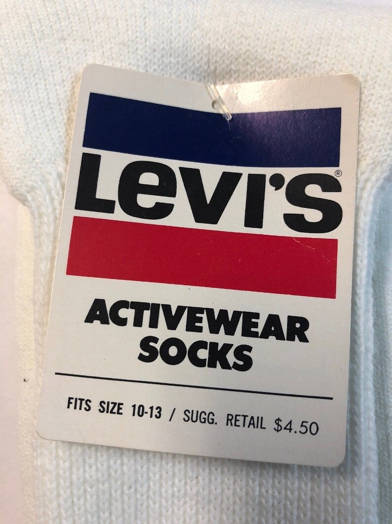 Vintage 1984/'s Levi/'s Socks Size 10-13 1 Pairs made in USA new 501 jeans
