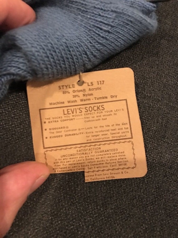 Vintage 1984/'s Levi/'s Socks Size 10-13 1 Pairs made in USA new 501 jeans