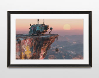 Sci-Fi Art, Robot, Retro, Steampunk, Futuristic, 80s, Dystopian, Wall Art, Poster, Print, Sci-Fi Aesthetic, Futuristic Art,