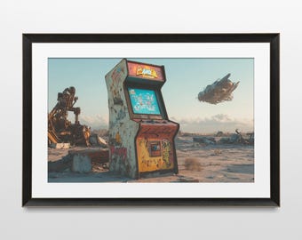 Sci-Fi Arcade Art, Retro, Steampunk, Futuristic, 80s, Dystopian, Wall Art, Poster, Print, Sci-Fi Aesthetic, Futuristic Art, Digital Download
