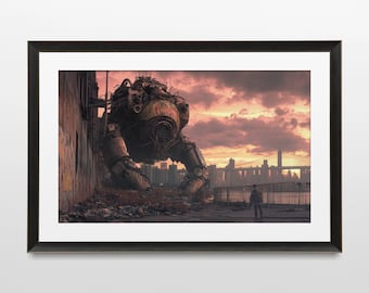 Sci-Fi Art, Robot, Retro, Steampunk, Futuristic, 80s, Dystopian, Wall Art, Poster, Print, Sci-Fi Aesthetic, Futuristic Art,