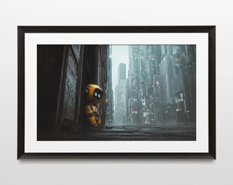 Sci-Fi Art, Robot, Retro, Steampunk, Futuristic, 80s, Dystopian, Wall Art, Poster, Print, Sci-Fi Aesthetic, Futuristic Art