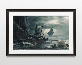 Sci-Fi Art, Robot, Retro, Steampunk, Futuristic, 80s, Dystopian, Wall Art, Poster, Print, Sci-Fi Aesthetic, Futuristic Art