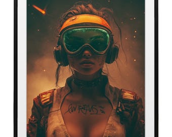 Sci-Fi Starfighter Pilot Art Print, Futuristic Dystopian Wall Decor