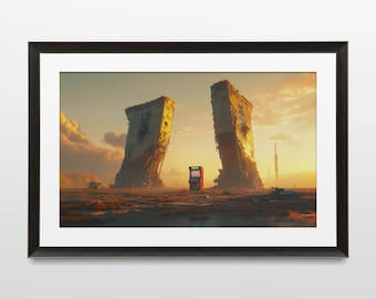 Sci-Fi Arcade Art, Retro, Steampunk, Futuristic, 80s, Dystopian, Wall Art, Poster, Print, Sci-Fi Aesthetic, Futuristic Art,
