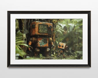 Sci-Fi Art, Robot, Retro, Steampunk, Futuristic, 80s, Dystopian, Wall Art, Poster, Print, Sci-Fi Aesthetic, Futuristic Art