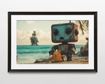 Sci-Fi Art, Robot, Retro, Steampunk, Futuristic, 80s, Dystopian, Wall Art, Poster, Print, Sci-Fi Aesthetic, Futuristic Art,