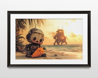 Sci-Fi Art, Robot, Retro, Steampunk, Futuristic, 80s, Dystopian, Wall Art, Poster, Print, Sci-Fi Aesthetic, Futuristic Art