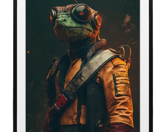 Sci-Fi Lizard Pilot Art Print, Starfighter Charles