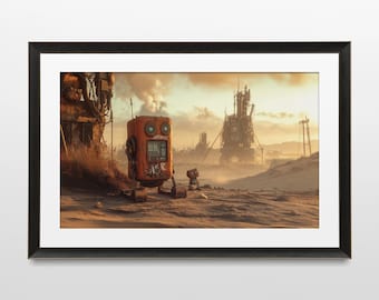 Sci-Fi Art, Robot, Retro, Steampunk, Futuristic, 80s, Dystopian, Wall Art, Poster, Print, Sci-Fi Aesthetic, Futuristic Art