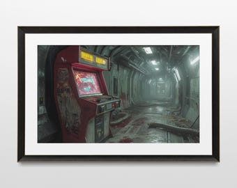 Sci-Fi Arcade Art, Retro, Steampunk, Futuristic, 80s, Dystopian, Wall Art, Poster, Print, Sci-Fi Aesthetic, Futuristic Art, Digital Download