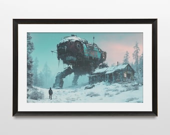 Sci-Fi Art, Robot, Retro, Steampunk, Futuristic, 80s, Dystopian, Wall Art, Poster, Print, Sci-Fi Aesthetic, Futuristic Art,