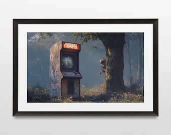Sci-Fi Arcade Art Print: Retro Steampunk Dystopian (Digital Download)