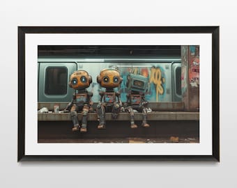 Sci-Fi Art, Robot, Retro, Steampunk, Futuristic, 80s, Dystopian, Wall Art, Poster, Print, Sci-Fi Aesthetic, Futuristic Art,