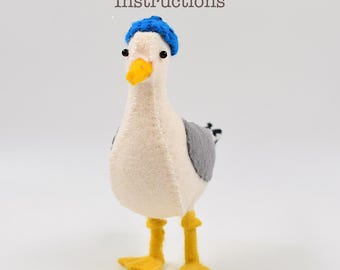 Seagull Sewing Pattern: DIY Felt Animal Toy, Home Decor (PDF Pattern in English)