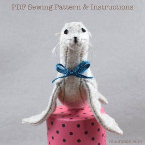 Adorable Sea Lion Sewing Pattern - Dive into a DIY craft project with this fun felt toy pattern! Unique Handmade Gift, Sea & Nautical Decor