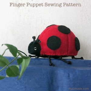 Felt Ladybug Finger Puppet Sewing Pattern: Beginner DIY Project, Tutorial in English (PDF Pattern)