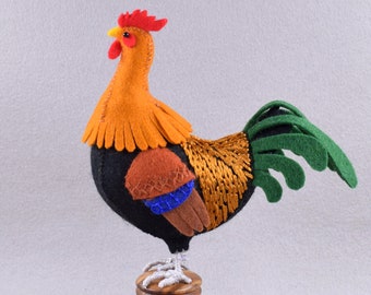 Felt Rooster Sewing Pattern: DIY Farm Animal Decor Tutorial in English (PDF Pattern)
