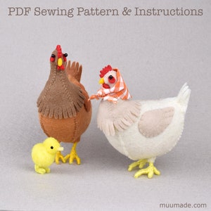 Chicken Sewing Pattern, Hen pattern tutorial, Felt Animal Pattern, Handmade Gift, Farm Animal Toy, Farmhouse decor, Bird Ornament