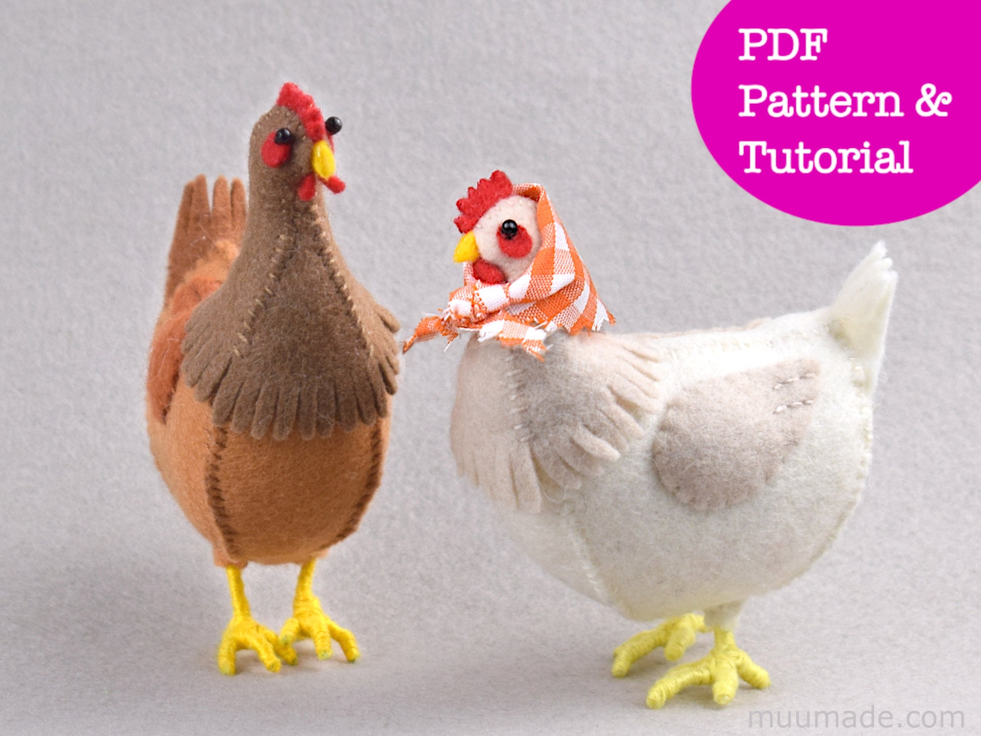 Chicken Sewing Pattern Hen Pattern Felt Animal Pattern Etsy