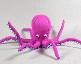 Octopus Sewing Pattern: DIY Unique Gift, Felt Animal Ornament Tutorial in English (PDF Download)