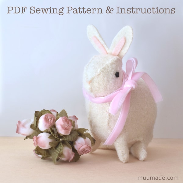 Bunny Sewing Pattern Tutorial, Rabbit Decor, Felt animal pattern, Felt Toy, Handmade gift, Felt toy, Easy sewing pattern, Easter Bunny