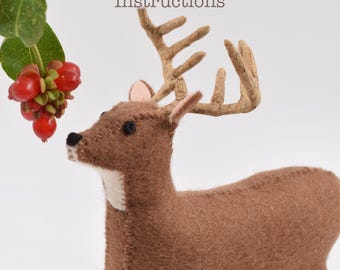 Felt Deer Sewing Pattern: DIY Woodland Stag, Handmade Buck Tutorial in English (PDF Download)