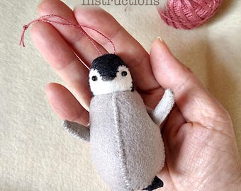 Penguin Baby Sewing Pattern: Easy DIY Felt Ornament (PDF Download in English)