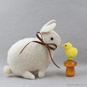 A felt bunny. Its sewing pattern & instructions are available for instant download from muumade.etsy.com.