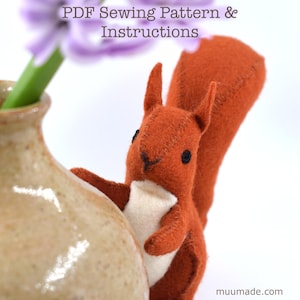 Felt Squirrel Sewing Pattern: Forest Animal Toy, DIY Home Decor (PDF Tutorial in English)