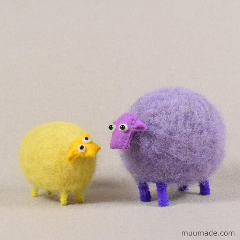 Fluffy sheep mom & baby. Set of 3 sewing patterns to make adorable sheep father, mother and baby!