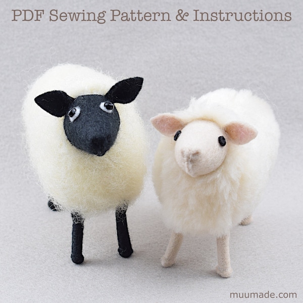 Sheep Sewing Pattern Tutorial, Farm animal pattern, Farmhouse decor, Felt Animal Toy, DIY Gift, Stuffed animal pattern, Sewing project