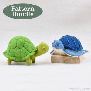 Turtle Sewing Pattern Bundle: Tortoise, Sea Turtle, Felt animal patterns, PDF, Patterns and How to, Handmade gift, Hand sewing, DIY