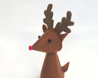Reindeer Sewing Pattern, Deer Finger Puppet, Felt Animal Tutorial, Hanging Ornament, DIY Gift Idea, Felt toy, Easy Craft, Kids craft, Toy