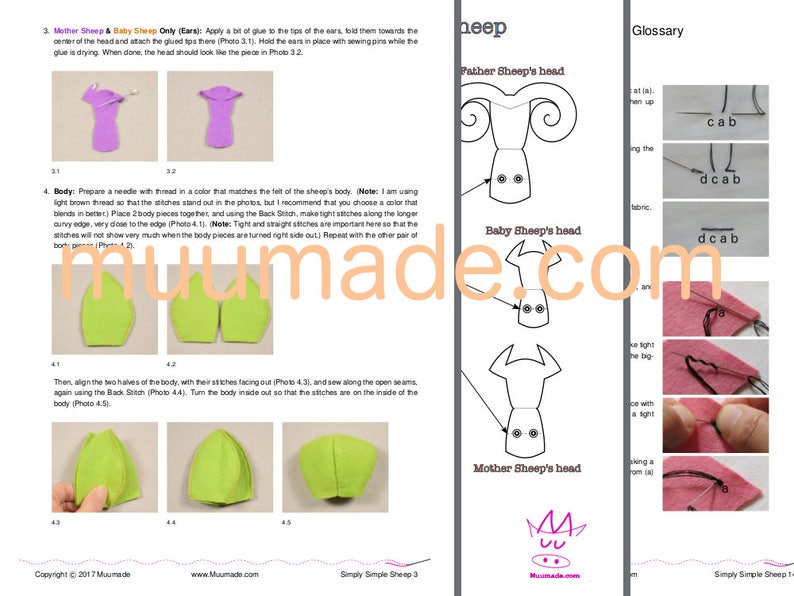 Downloadable and printable sewing patterns to make a family of adorable minimalistic sheep. The set comes with detailed instructions.