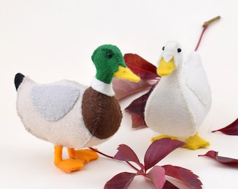 Duck Sewing Pattern, Felt Animal Pattern, Stuffed Animal, Handmade Gift, Mallard Duck, DIY Craft, Farmhouse decor, Handmade Bird Ornament