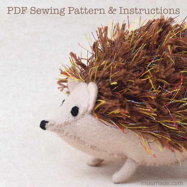 Hedgehog Sewing Pattern, Felt Animal Pattern, DIY craft project, Woodland Forest Animal, Handmade Gift, Home Decor, Unique gift, Sewing gift