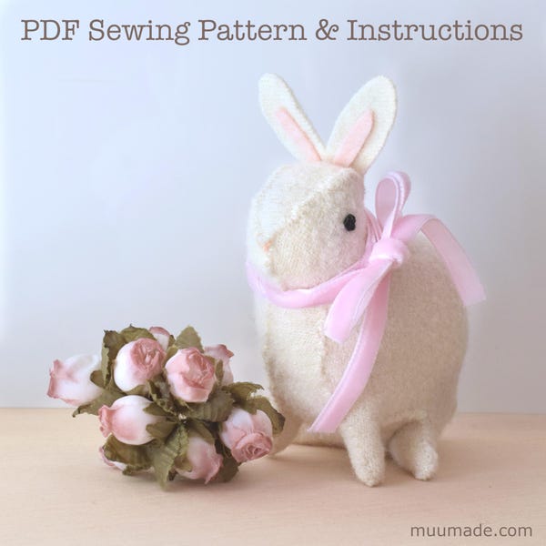 Felt Bunny Sewing Pattern: Easy DIY Rabbit Toy Decor (PDF Tutorial in English)