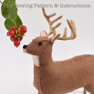 Buck Deer Naaipatroon: Mannetjeshert, Hert, Vilt Dierenpatroon, Bosdier, DIY Knuffeldier, Handgemaakt Cadeau Idee, Bosdecor