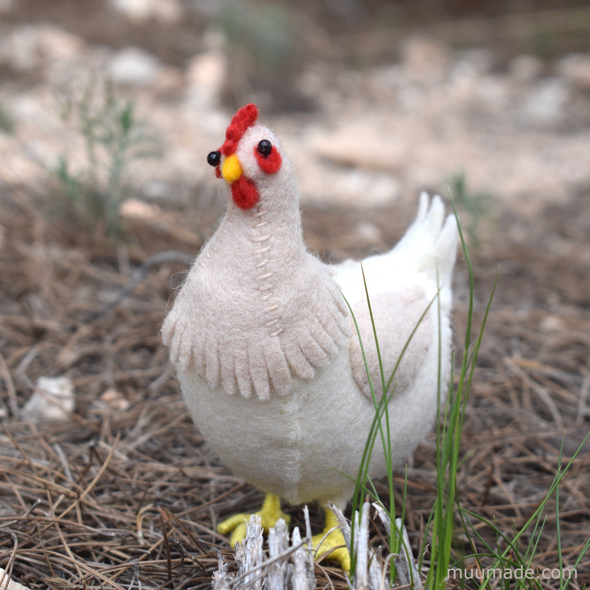 にわとりの型紙＆作り方：雄鶏＆雌鳥の2組セット｜手縫い用の実物大型
