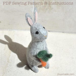 Rabbit Sewing Pattern Tutorial, Felt Bunny ornament, Stuffed Animal Pattern, Felt Craft, Rabbit Toy, handmade gift, Rabbit decor, Easter