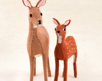 Deer Sewing Patterns: Doe & Fawn, Mother Baby Deer, Felt Animal Patterns, Felt Toy, Woodland Animal Patterns, Handmade Gift, Home Decor