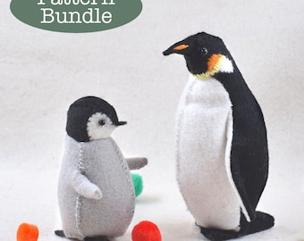 Felt Penguin Sewing Pattern Bundle: DIY Sea Animal Family Decor (PDF Pattern in English)